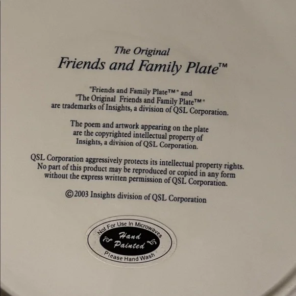 Vintage 2003 Friends and Family Ceramic Plate with Multicolor Design - Picture 5 of 5